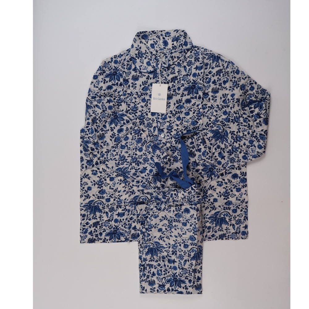Ro's Garden Viola PJ Pajama Set Sufi-Blue Floral XS Cotton NWT - Picture 2 of 9